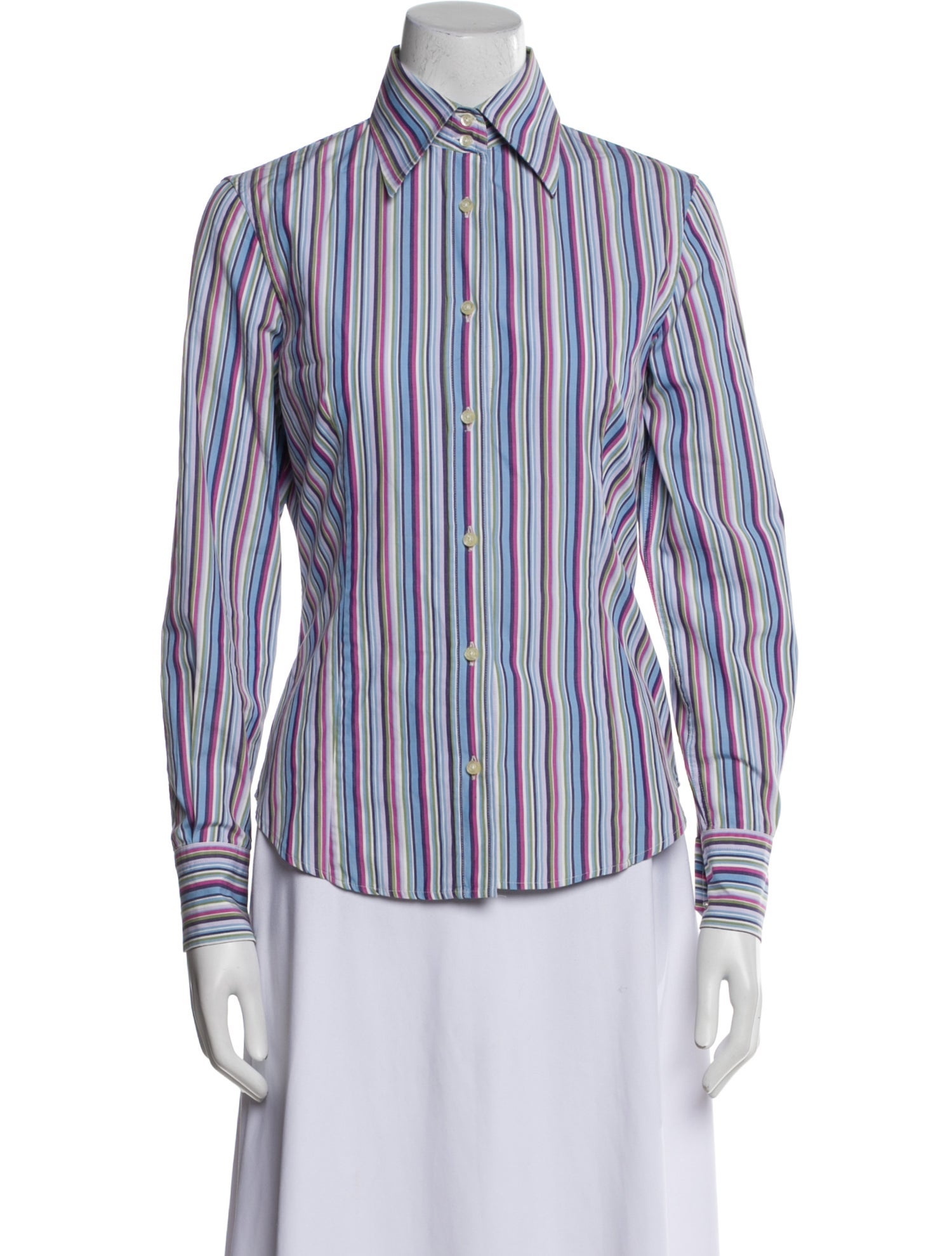 Etro Striped Long Sleeve Button-Up Top