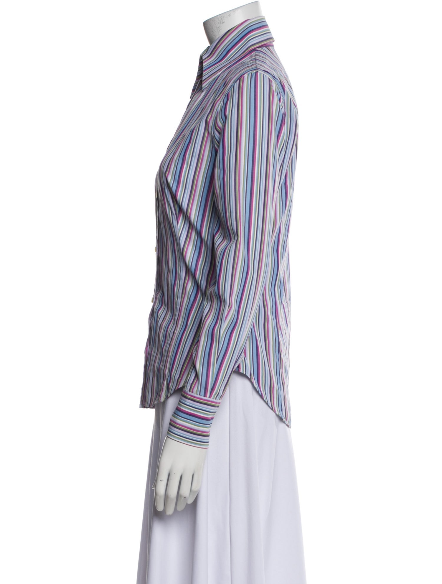 Etro Striped Long Sleeve Button-Up Top