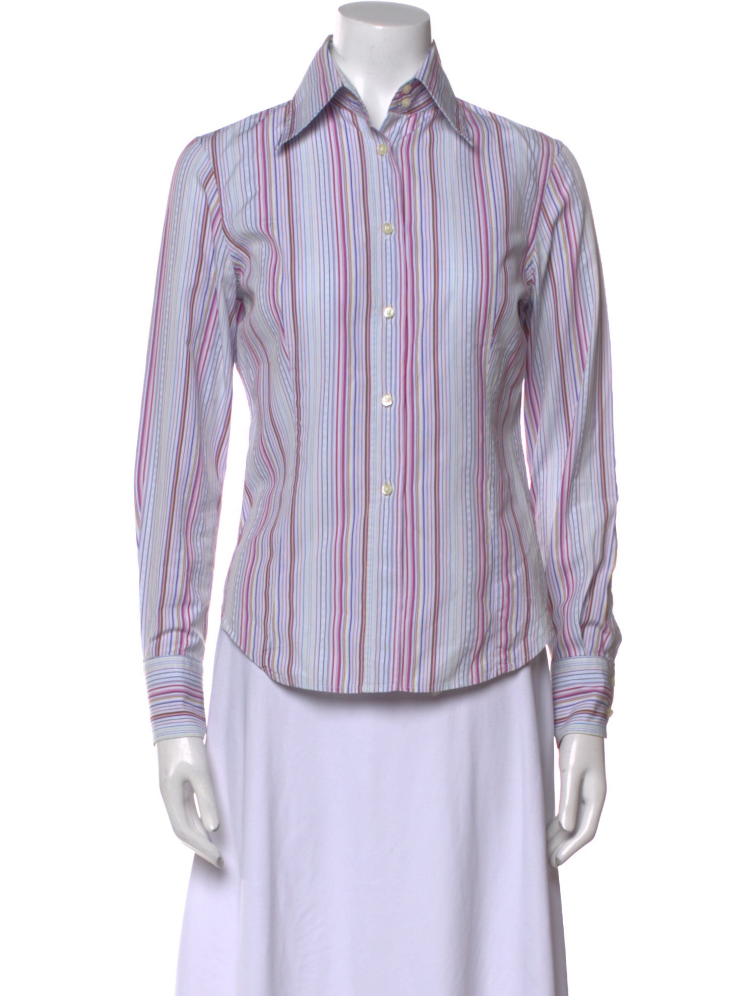 Etro Striped Long Sleeve Button-Up Top