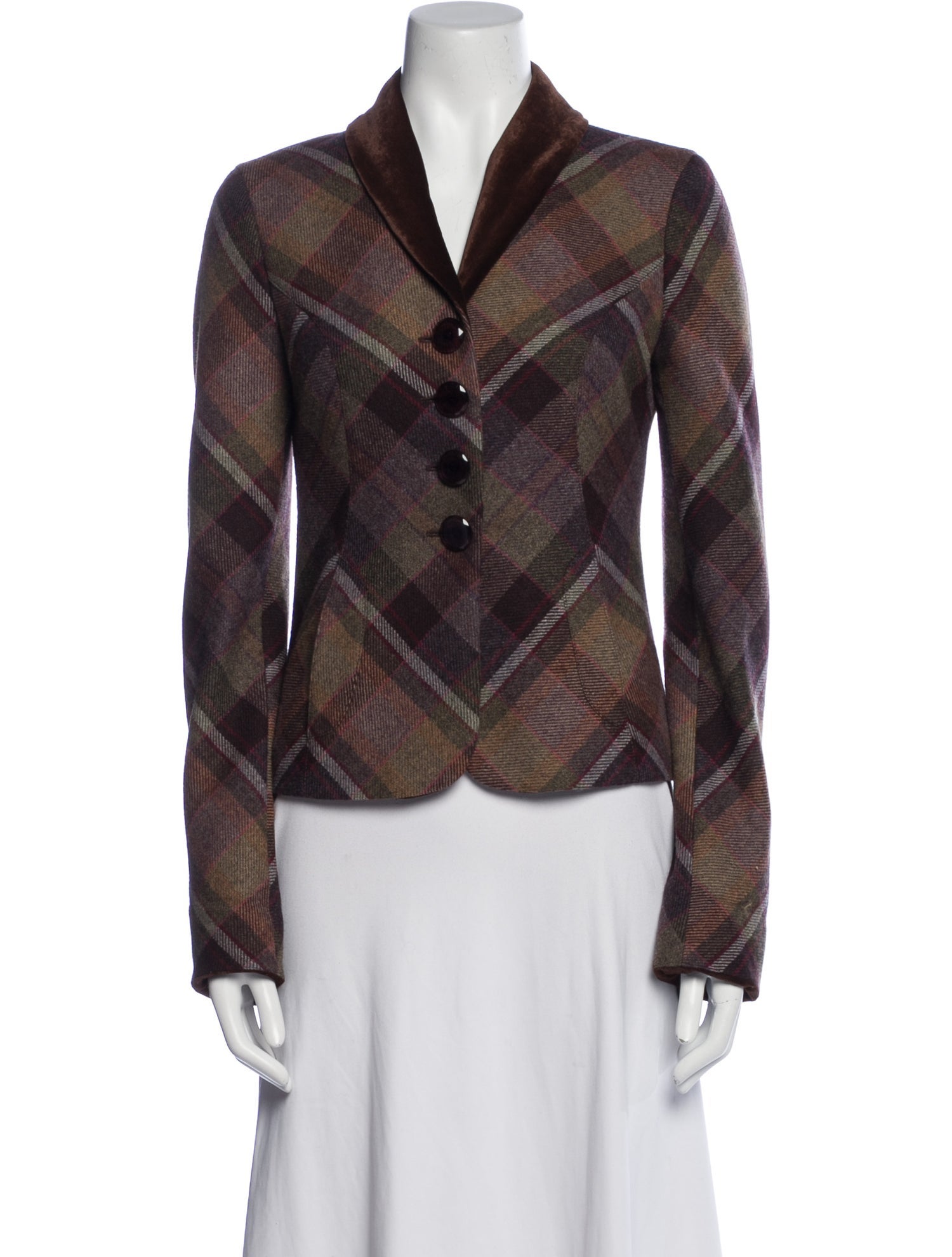 Etro Wool Plaid Print Blazer