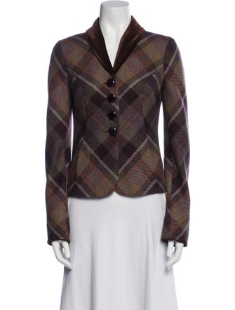 Etro Wool Plaid Print Blazer