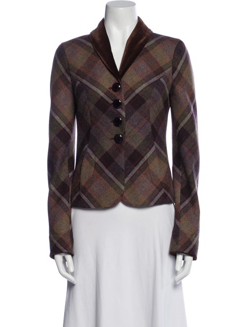 Etro Wool Plaid Print Blazer