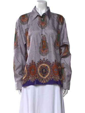 Etro Silk Paisley Print Button-Up Top