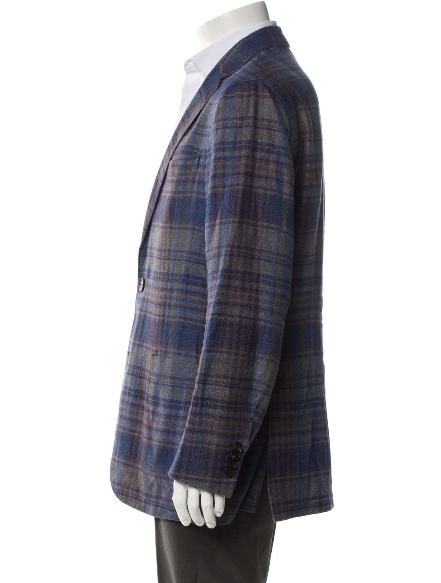 Etro Hemp Plaid Print Blazer