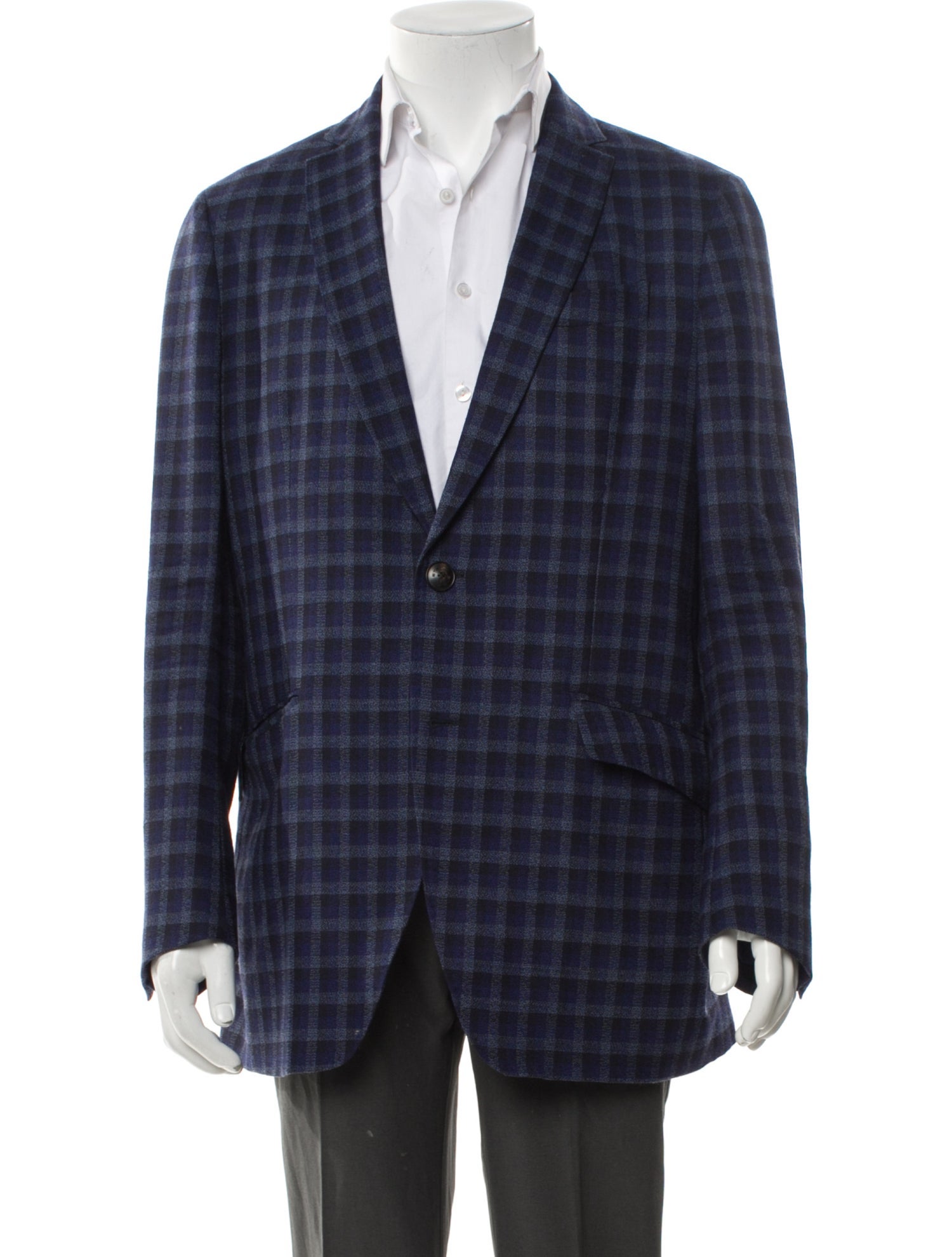 Etro Wool Plaid Print Blazer
