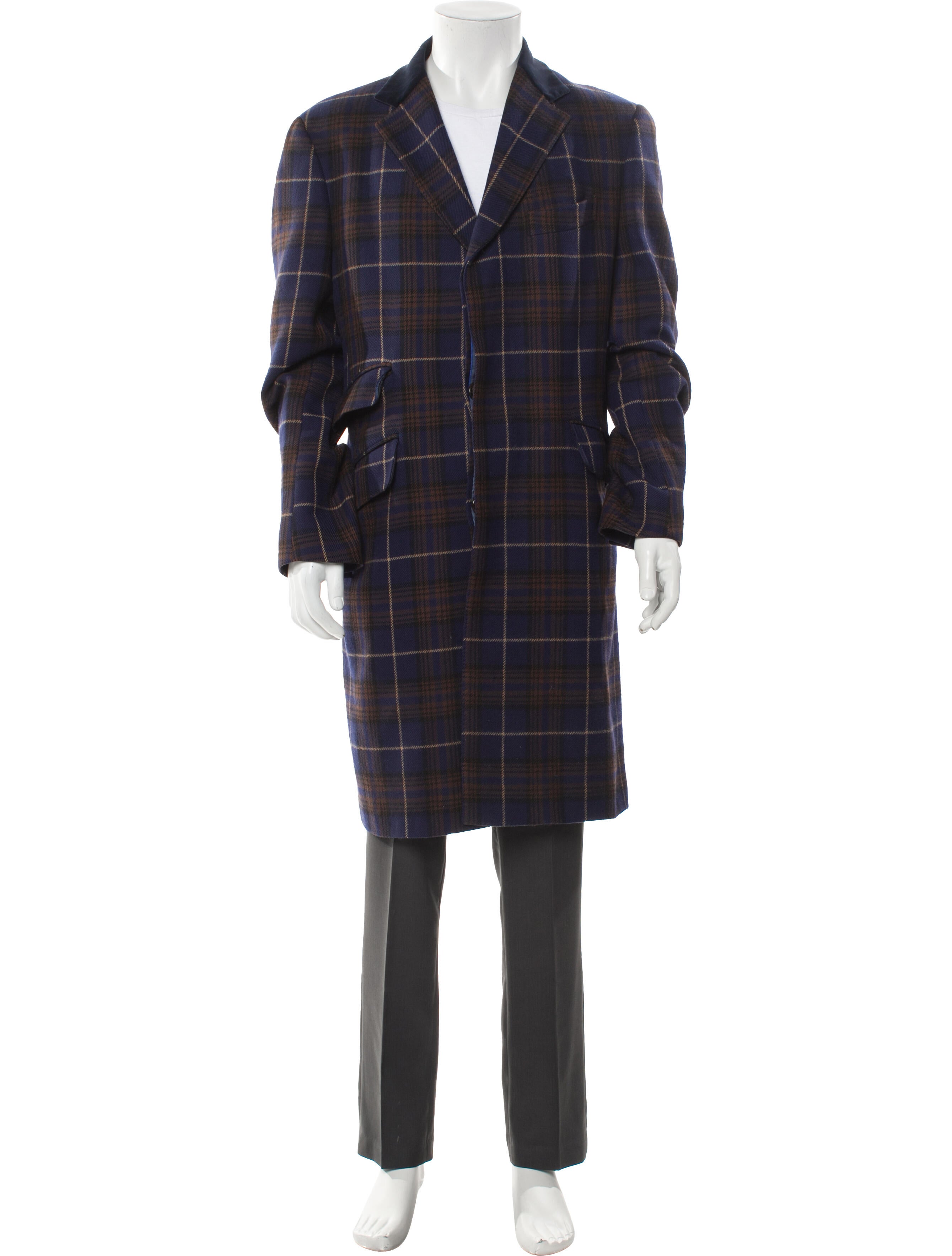 Etro Wool Plaid Print Overcoat
