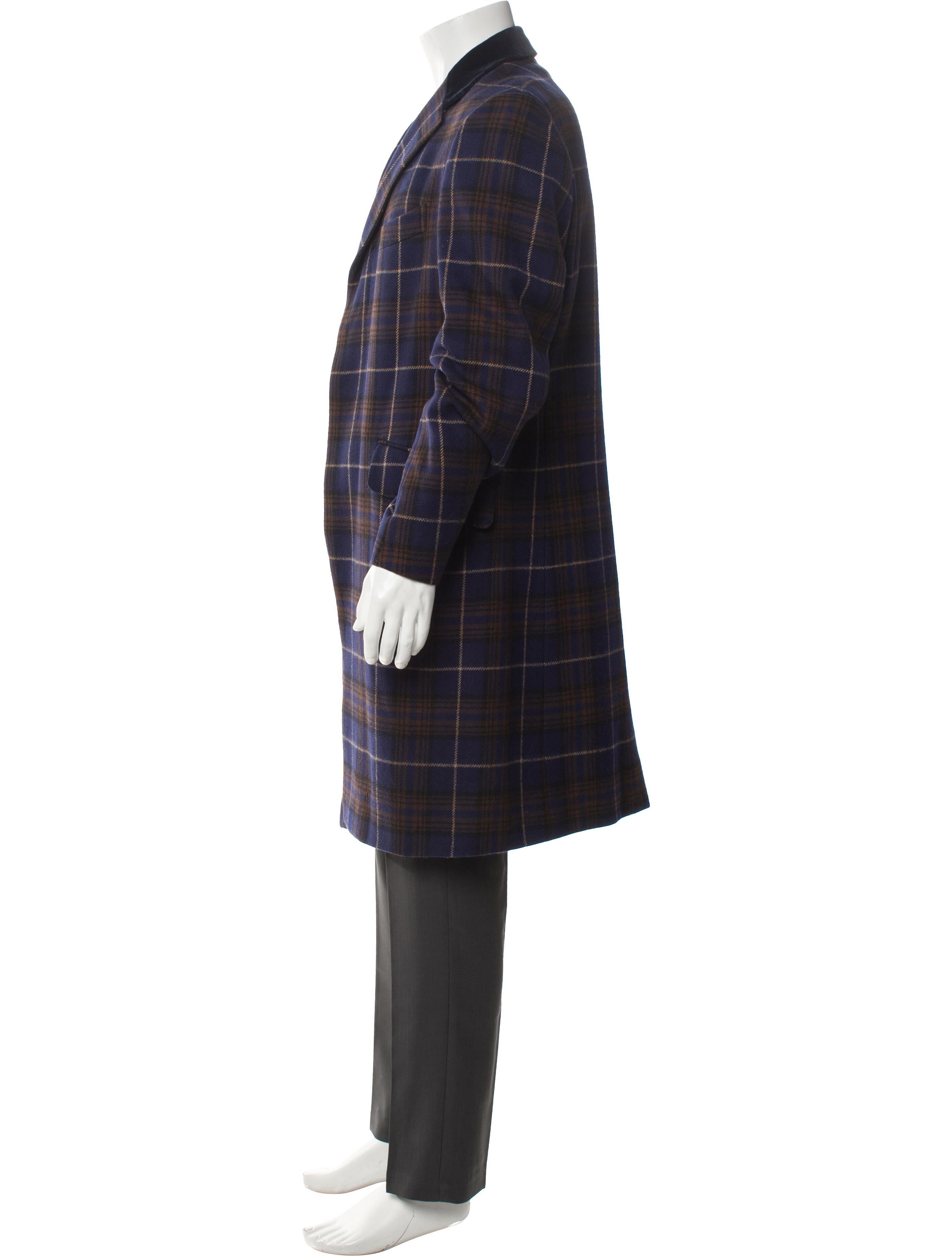 Etro Wool Plaid Print Overcoat