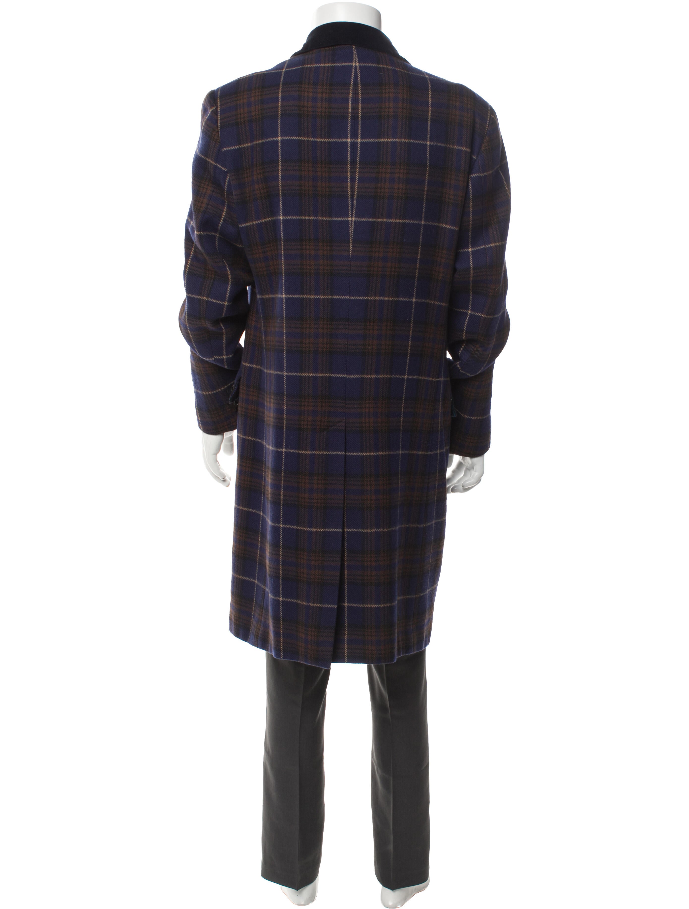 Etro Wool Plaid Print Overcoat