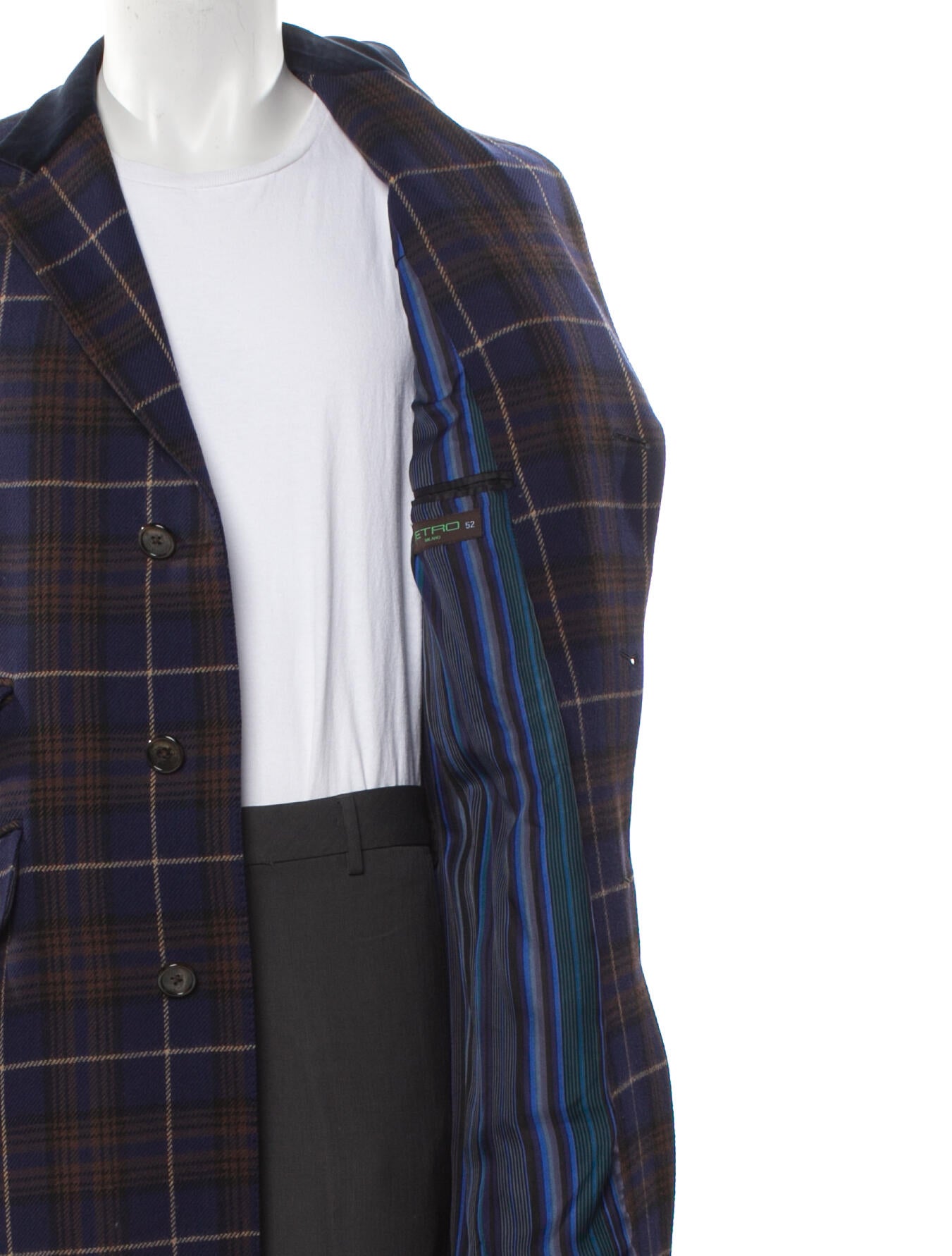Etro Wool Plaid Print Overcoat