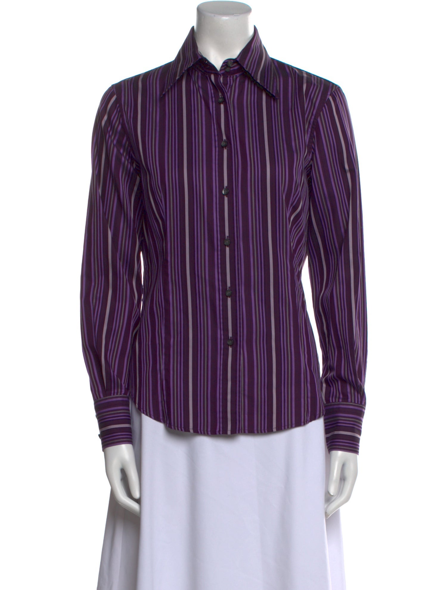 Etro Striped Long Sleeve Button-Up Top