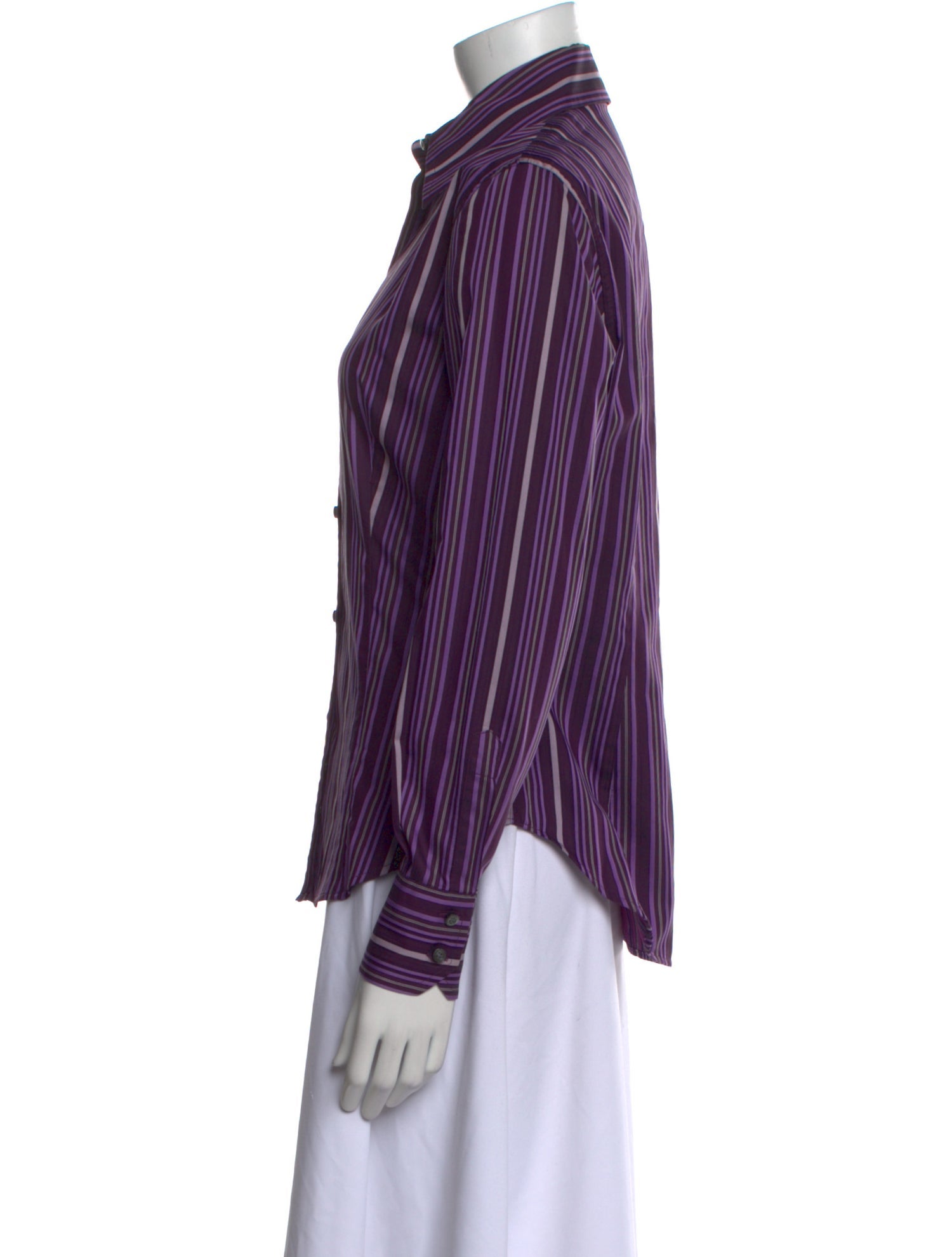 Etro Striped Long Sleeve Button-Up Top