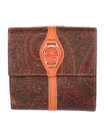 Etro Leather Printed Compact Wallet