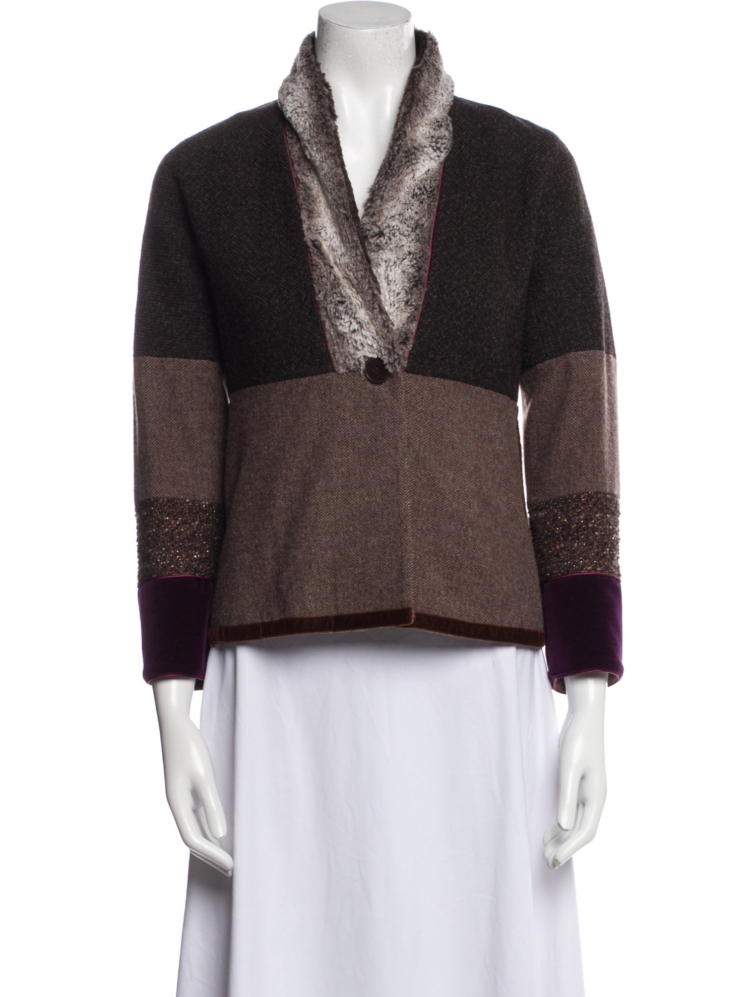 Etro Wool Colorblock Pattern Jacket