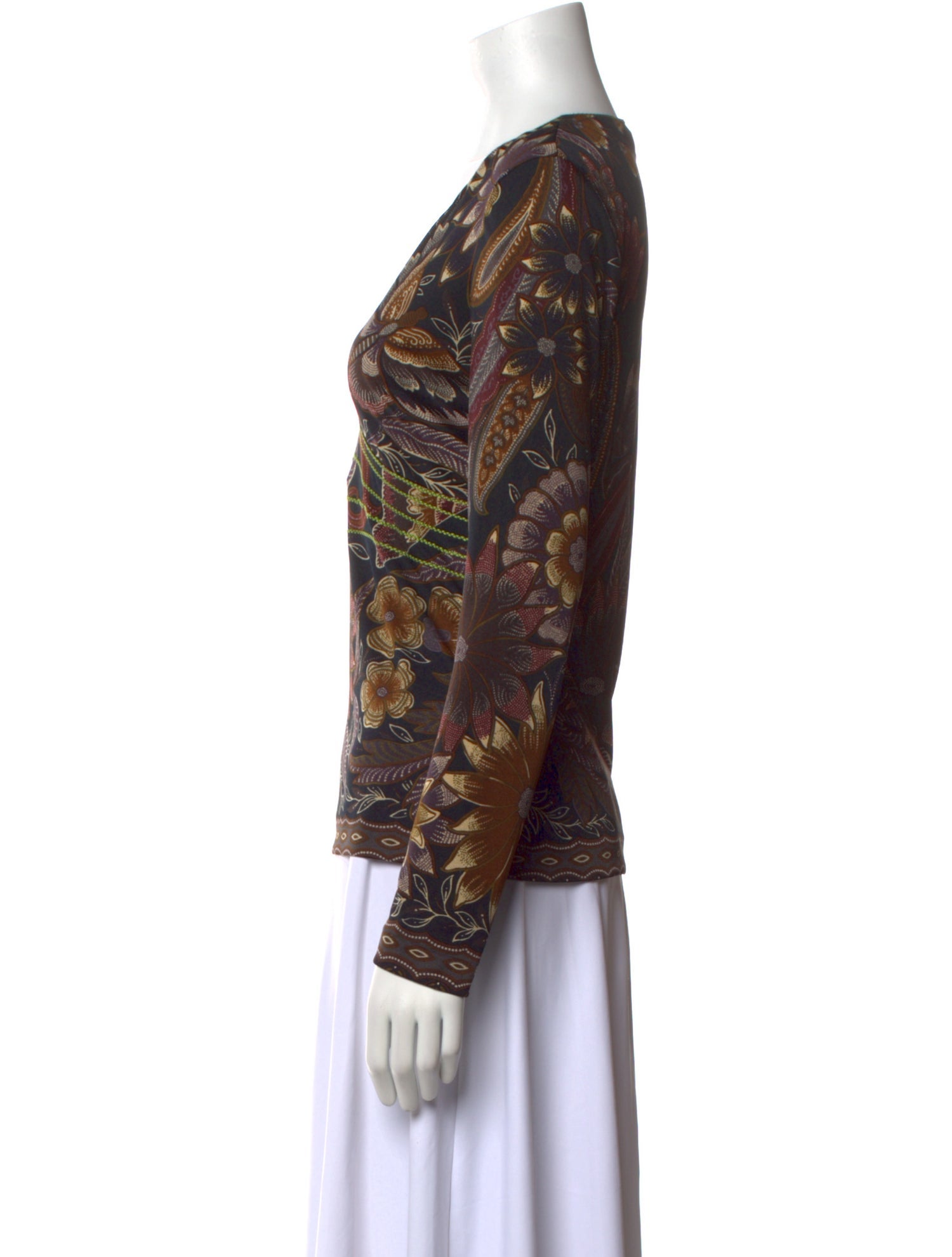 Etro Printed V-Neck Top