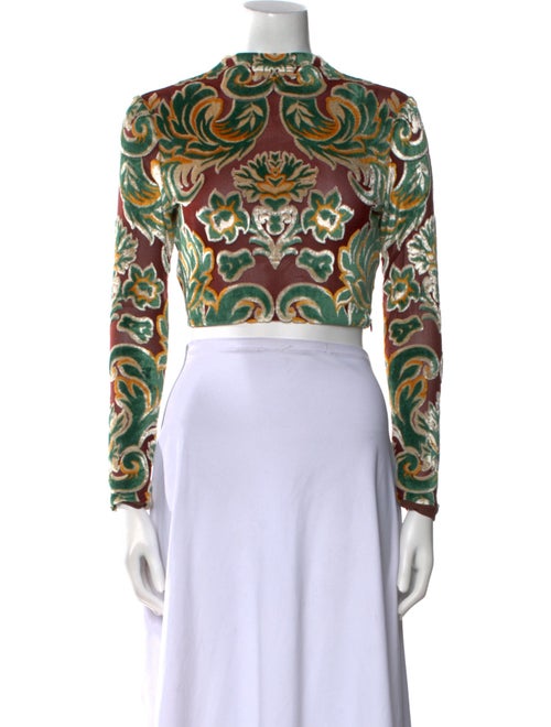 Etro Printed Mock Neck Crop Top