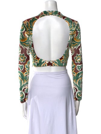 Etro Printed Mock Neck Crop Top