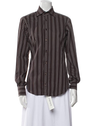 Etro Striped Long Sleeve Button-Up Top