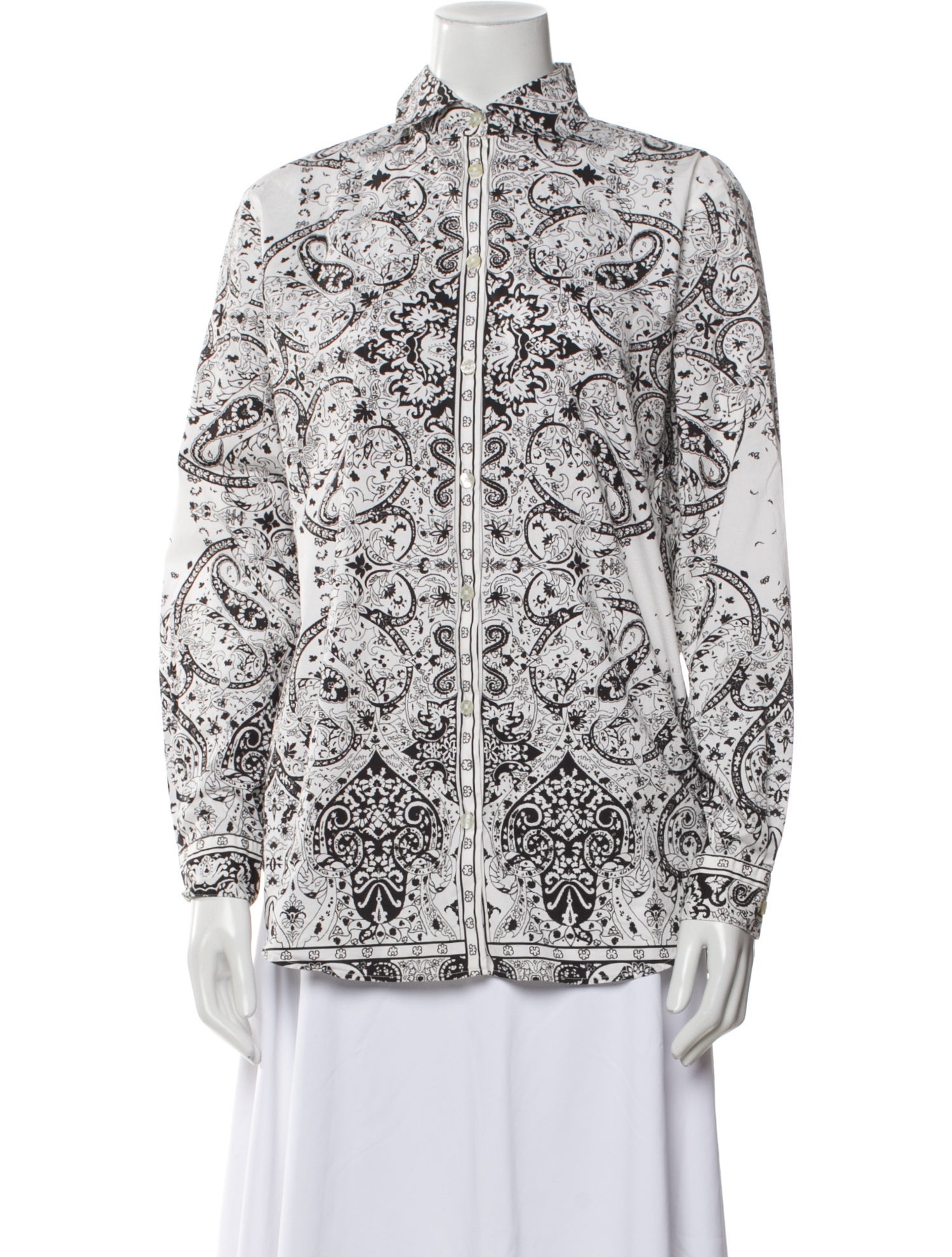 Etro Printed Long Sleeve Button-Up Top
