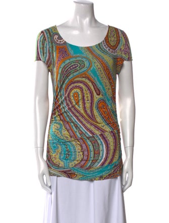 Etro Paisley Print Scoop Neck T-Shirt