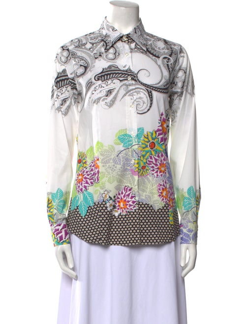 Etro Printed Long Sleeve Button-Up Top