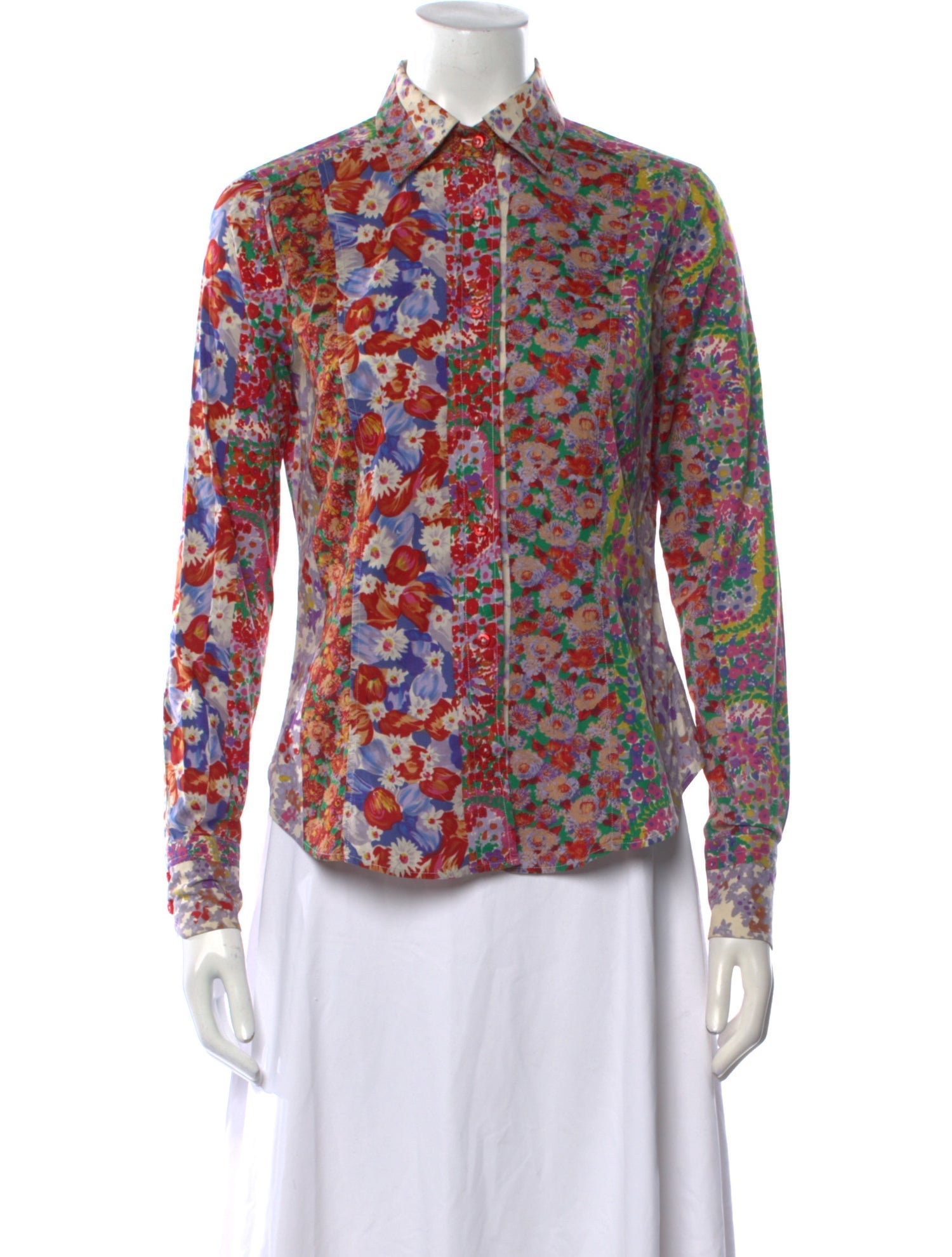 Etro Floral Print Long Sleeve Button-Up Top