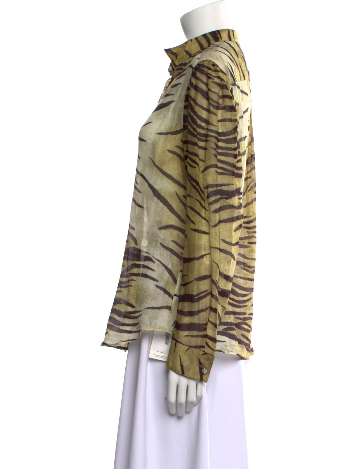 Etro Animal Print Long Sleeve Button-Up Top