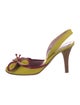 Etro Colorblock Pattern Leather Trim Embellishment Slingback Sandals
