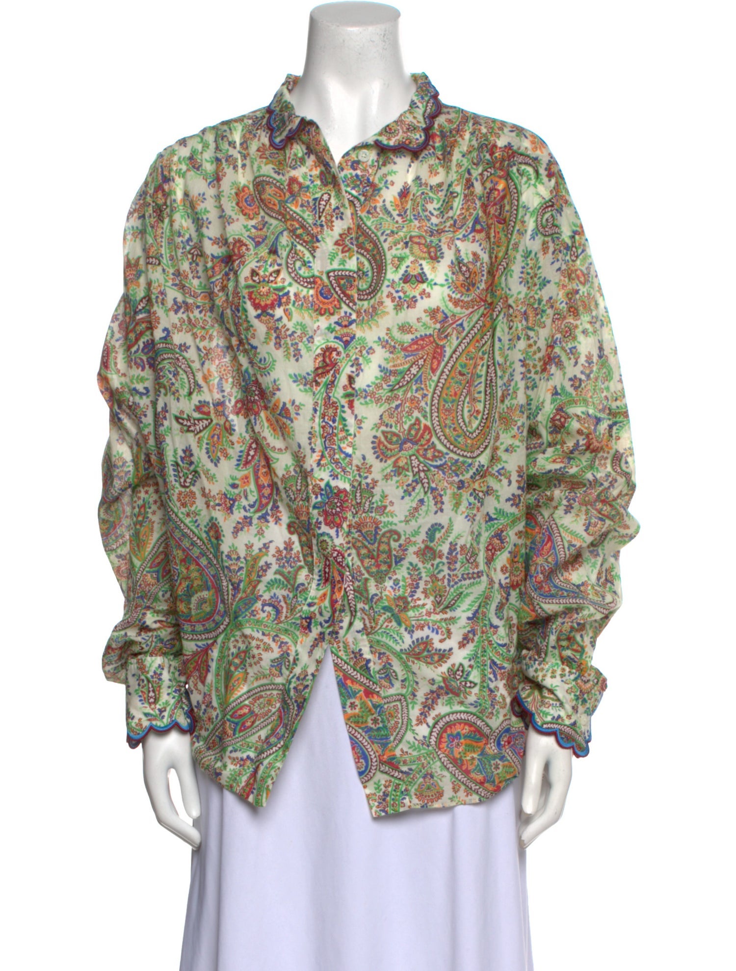 Etro Paisley Print Long Sleeve Button-Up Top