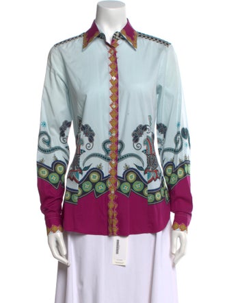 Etro Printed Long Sleeve Button-Up Top