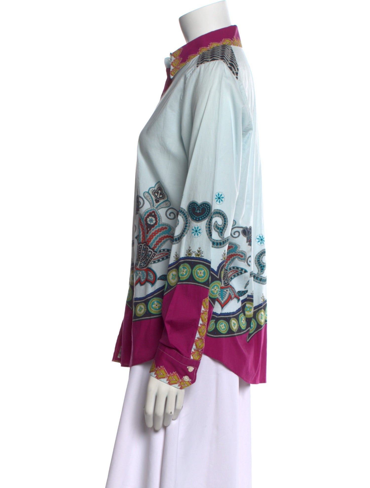 Etro Printed Long Sleeve Button-Up Top