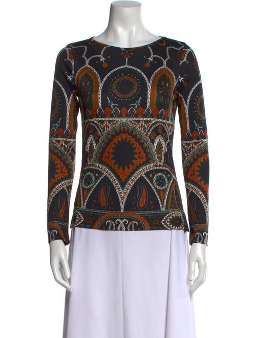 Etro Printed Bateau Neckline Top
