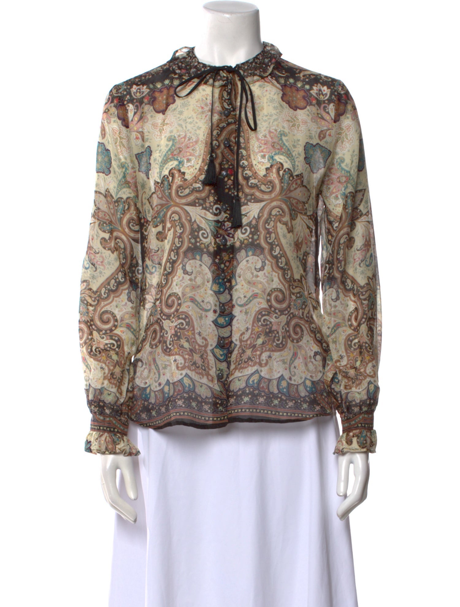 Etro Paisley Print Mock Neck Blouse
