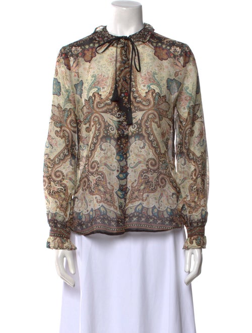 Etro Paisley Print Mock Neck Blouse