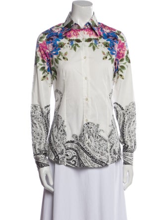 Etro Printed Long Sleeve Button-Up Top