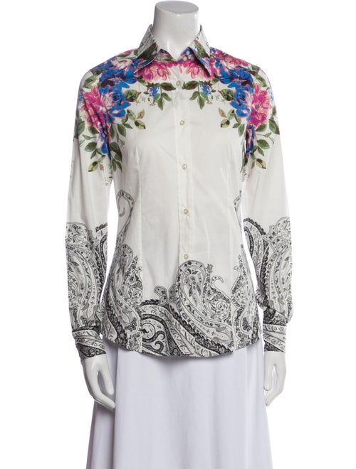Etro Printed Long Sleeve Button-Up Top