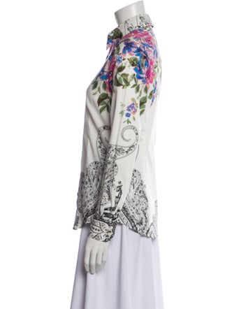 Etro Printed Long Sleeve Button-Up Top