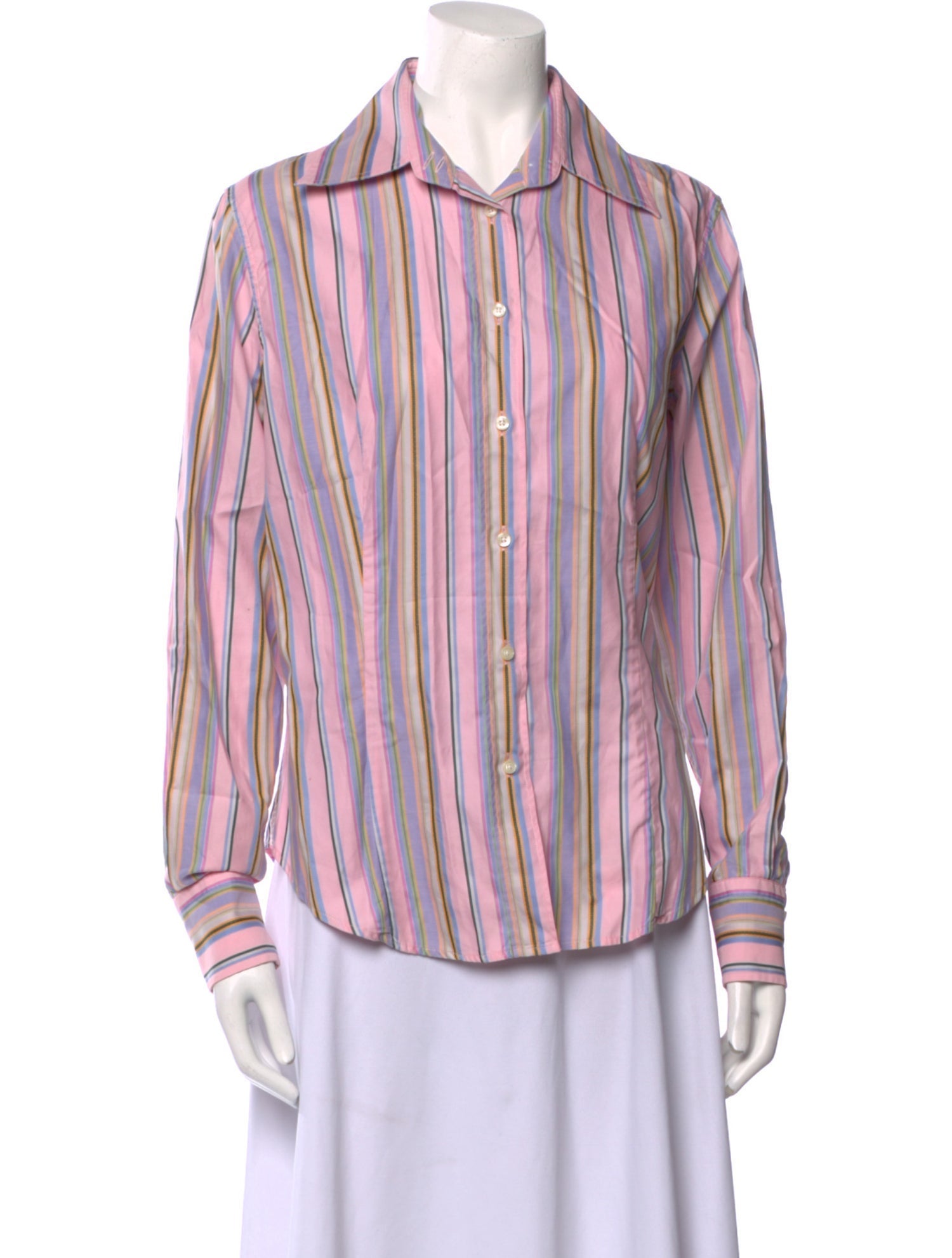 Etro Striped Long Sleeve Button-Up Top