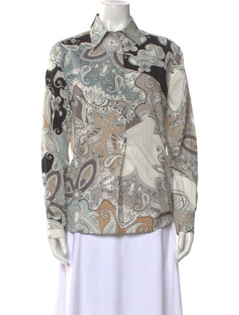 Etro Paisley Print Long Sleeve Button-Up Top