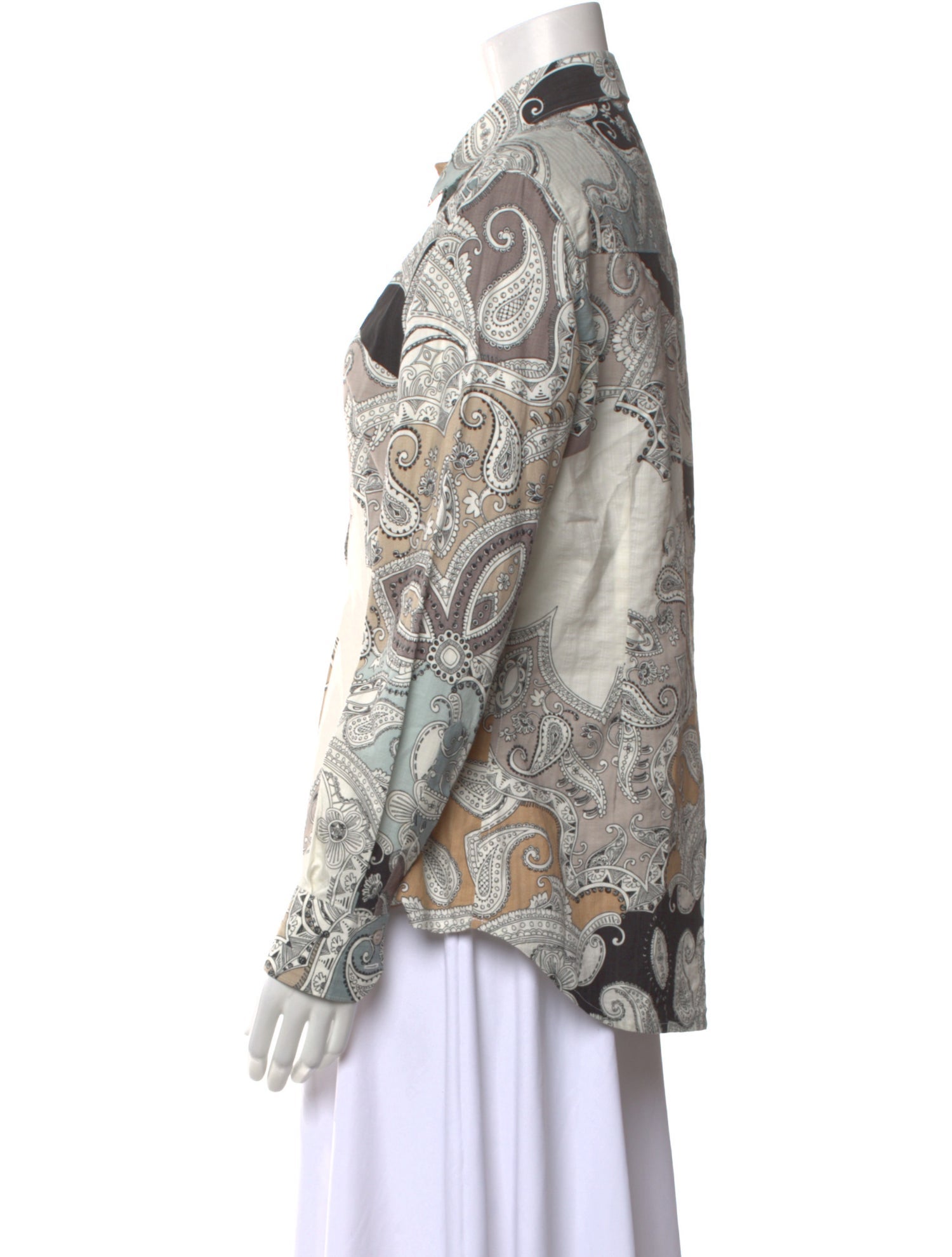 Etro Paisley Print Long Sleeve Button-Up Top