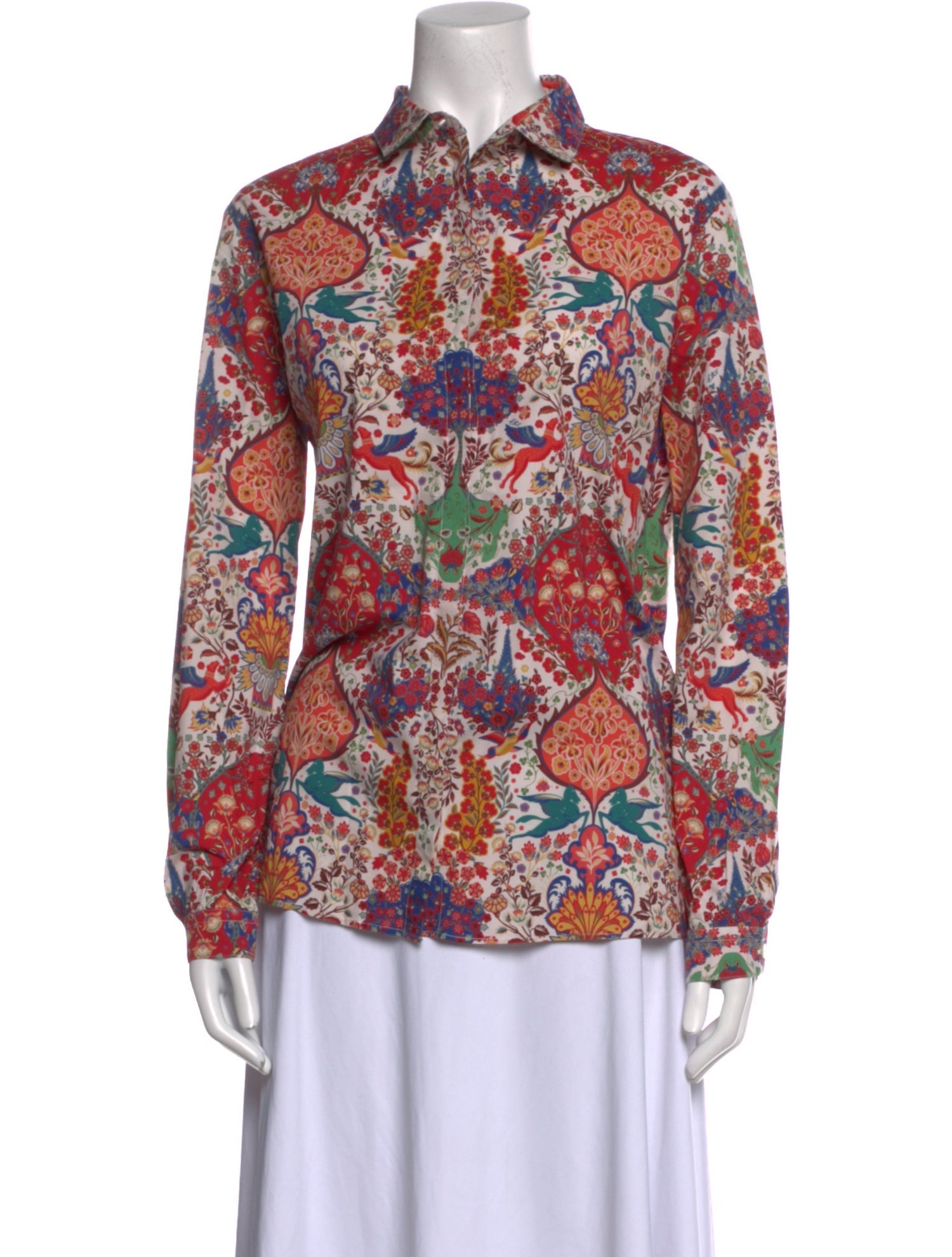 Etro Printed Long Sleeve Button-Up Top