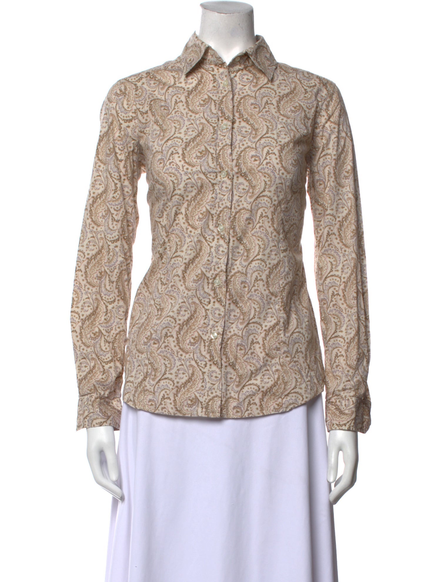 Etro Printed Long Sleeve Button-Up Top