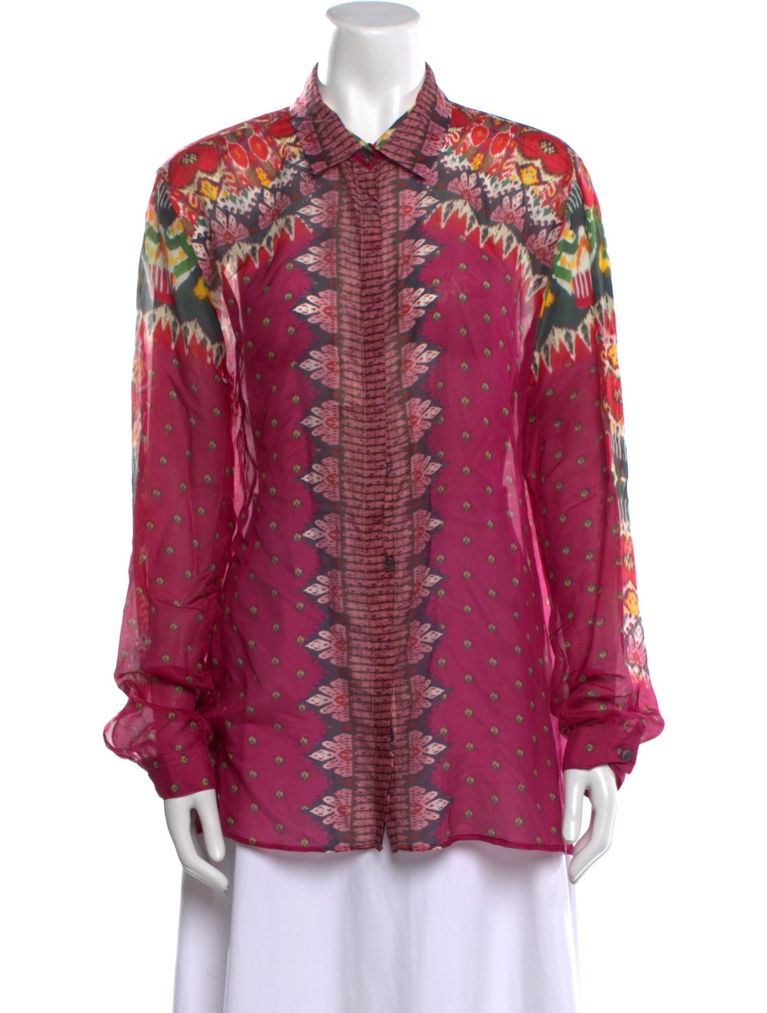 Etro Printed Long Sleeve Button-Up Top