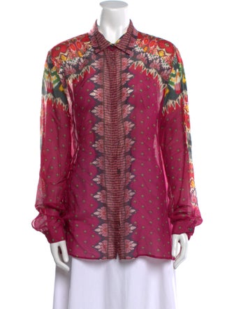 Etro Printed Long Sleeve Button-Up Top