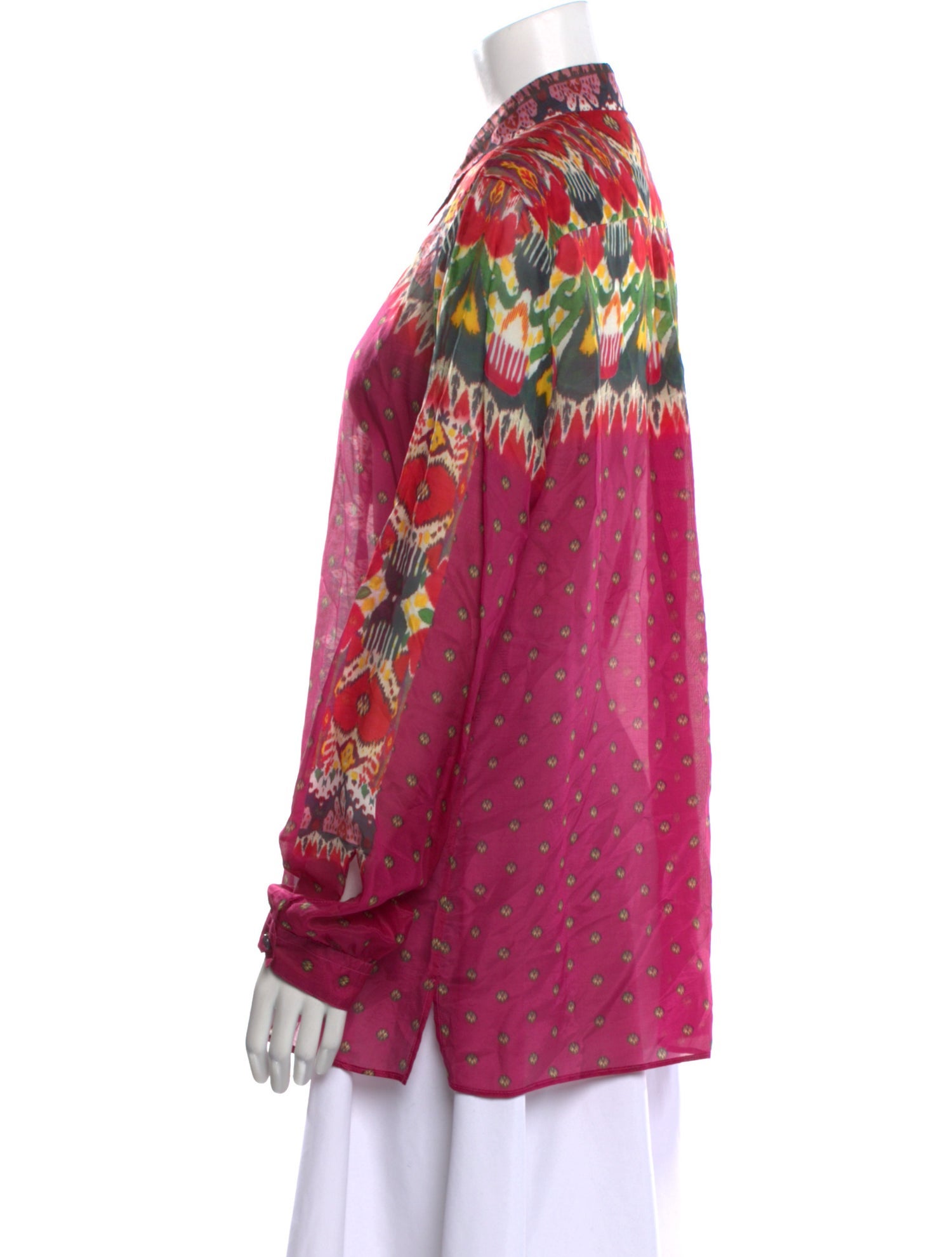 Etro Printed Long Sleeve Button-Up Top