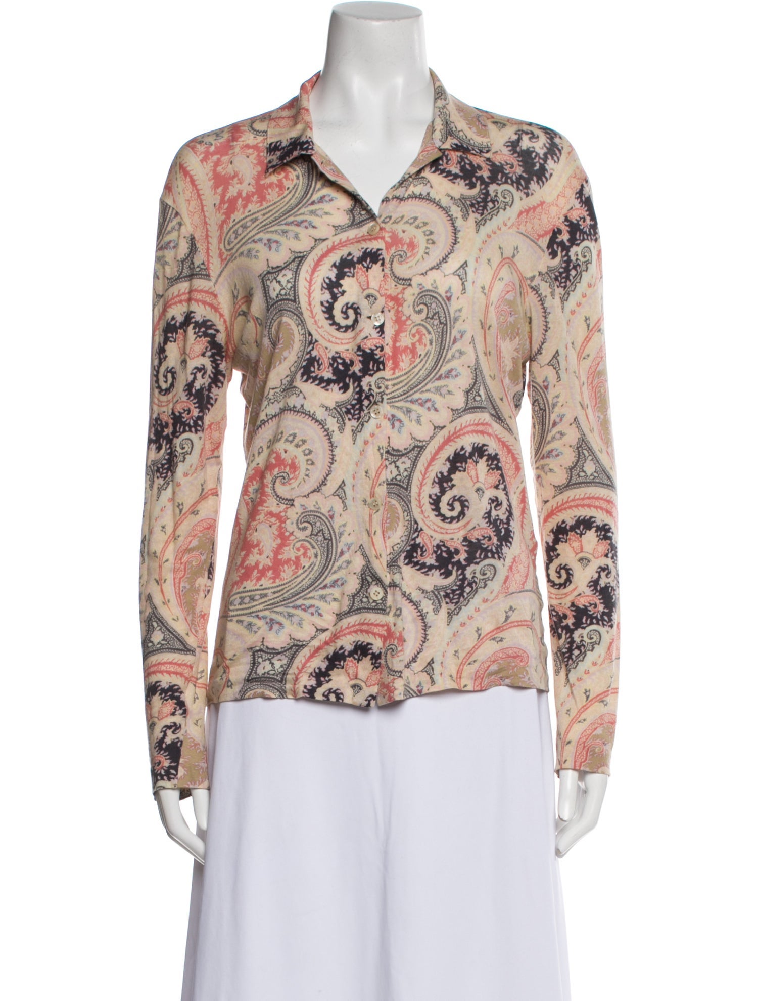 Etro Paisley Print Long Sleeve Button-Up Top