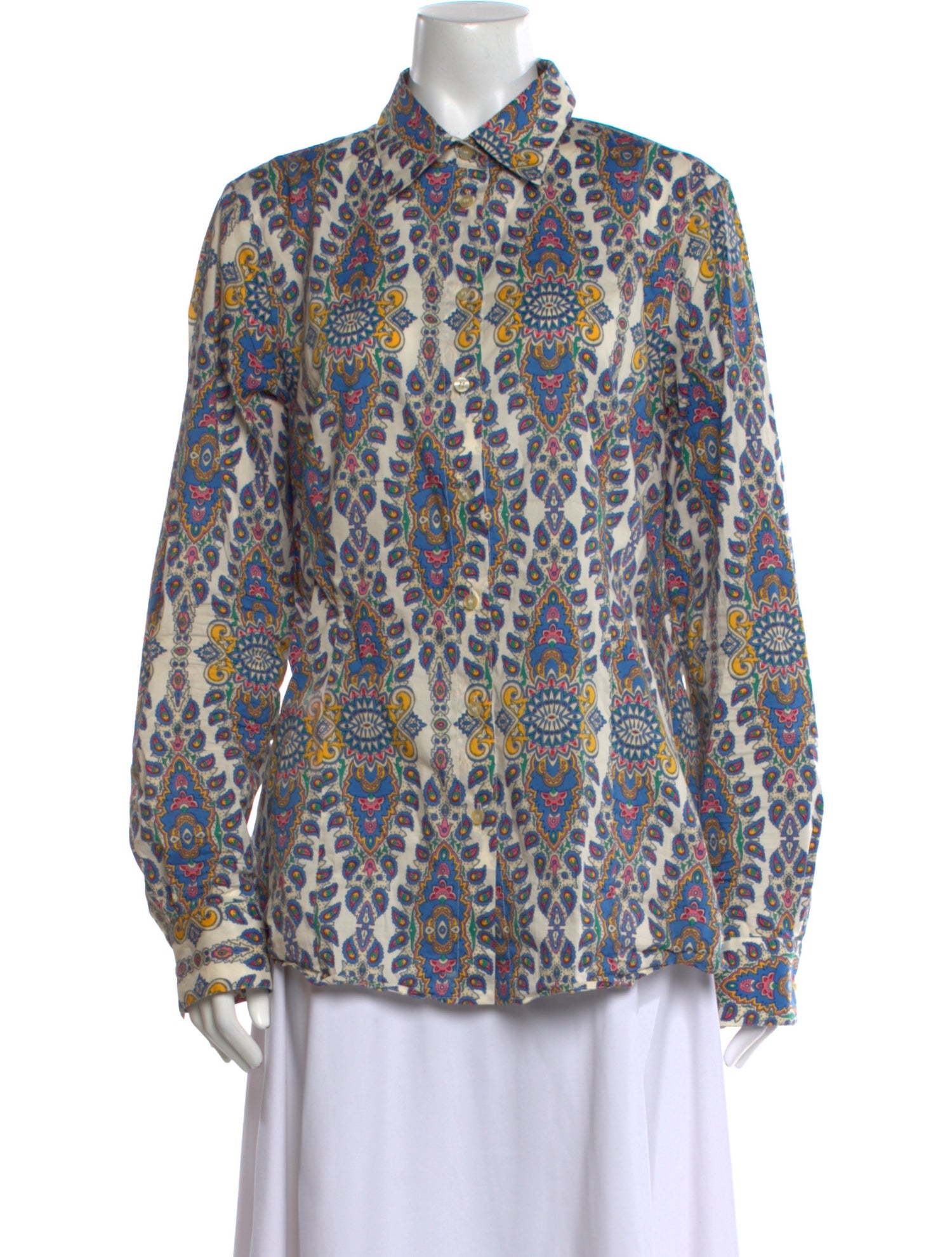 Etro Printed Long Sleeve Button-Up Top