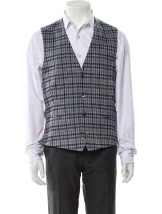 Etro Silk Plaid Print Vest