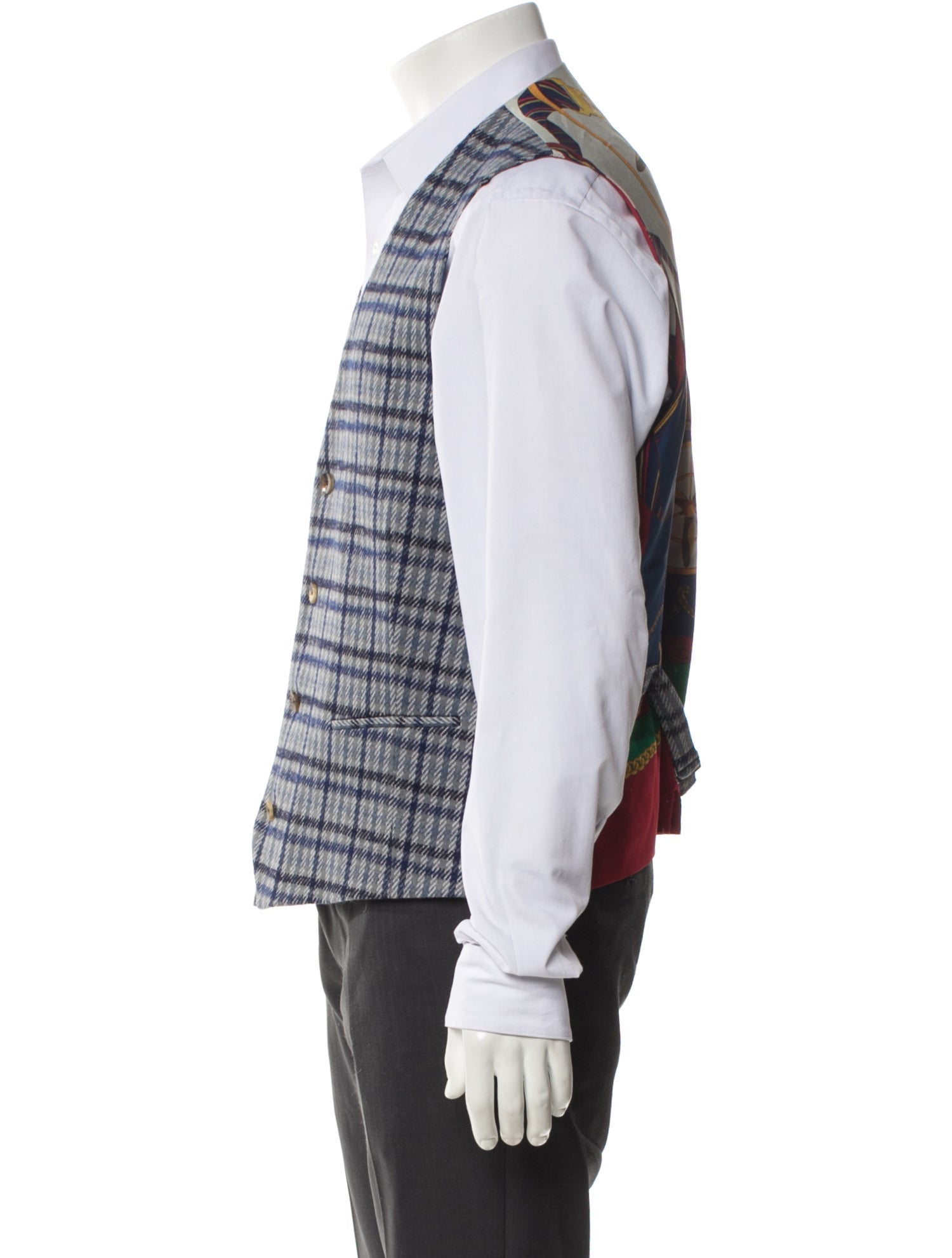 Etro Silk Plaid Print Vest