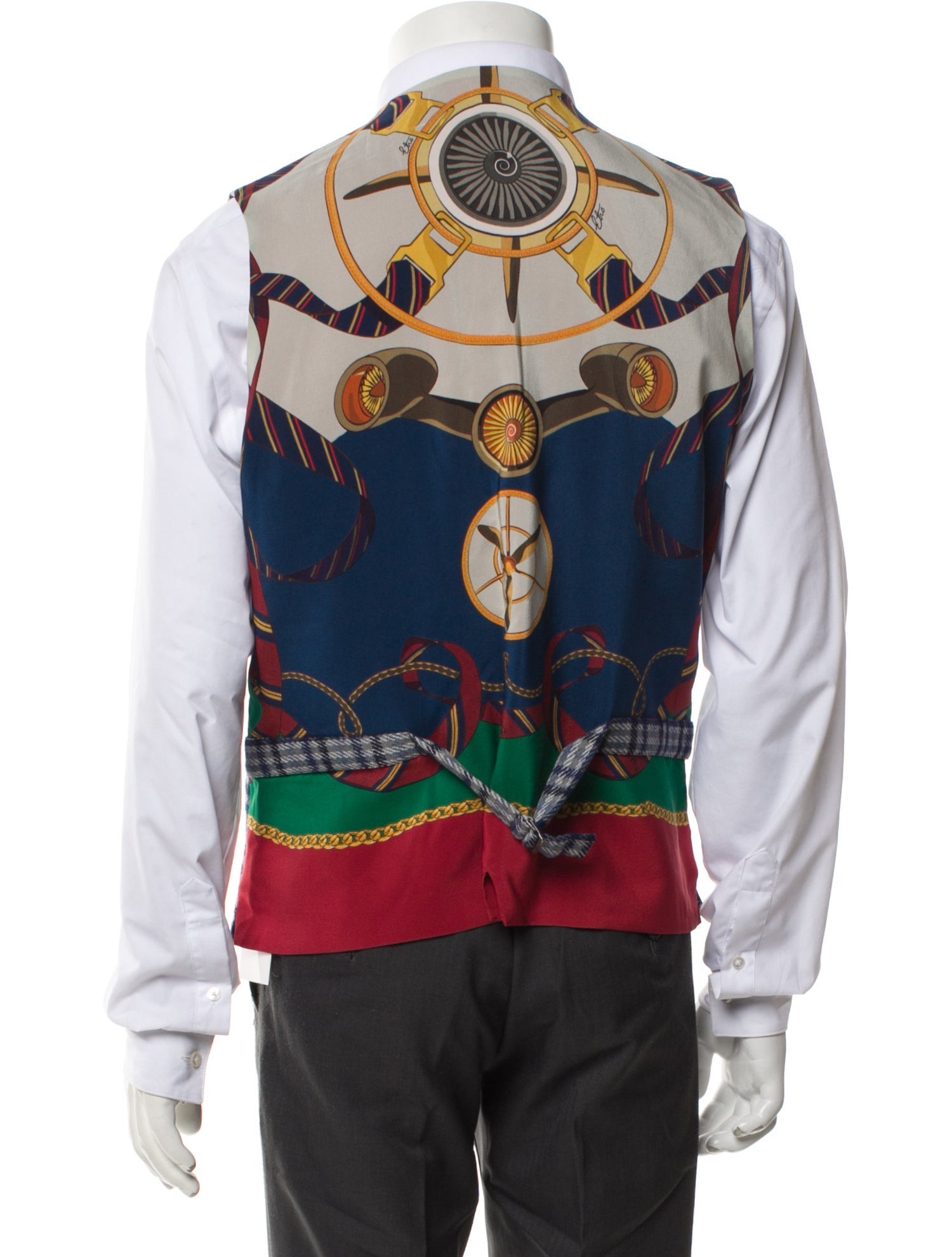 Etro Silk Plaid Print Vest