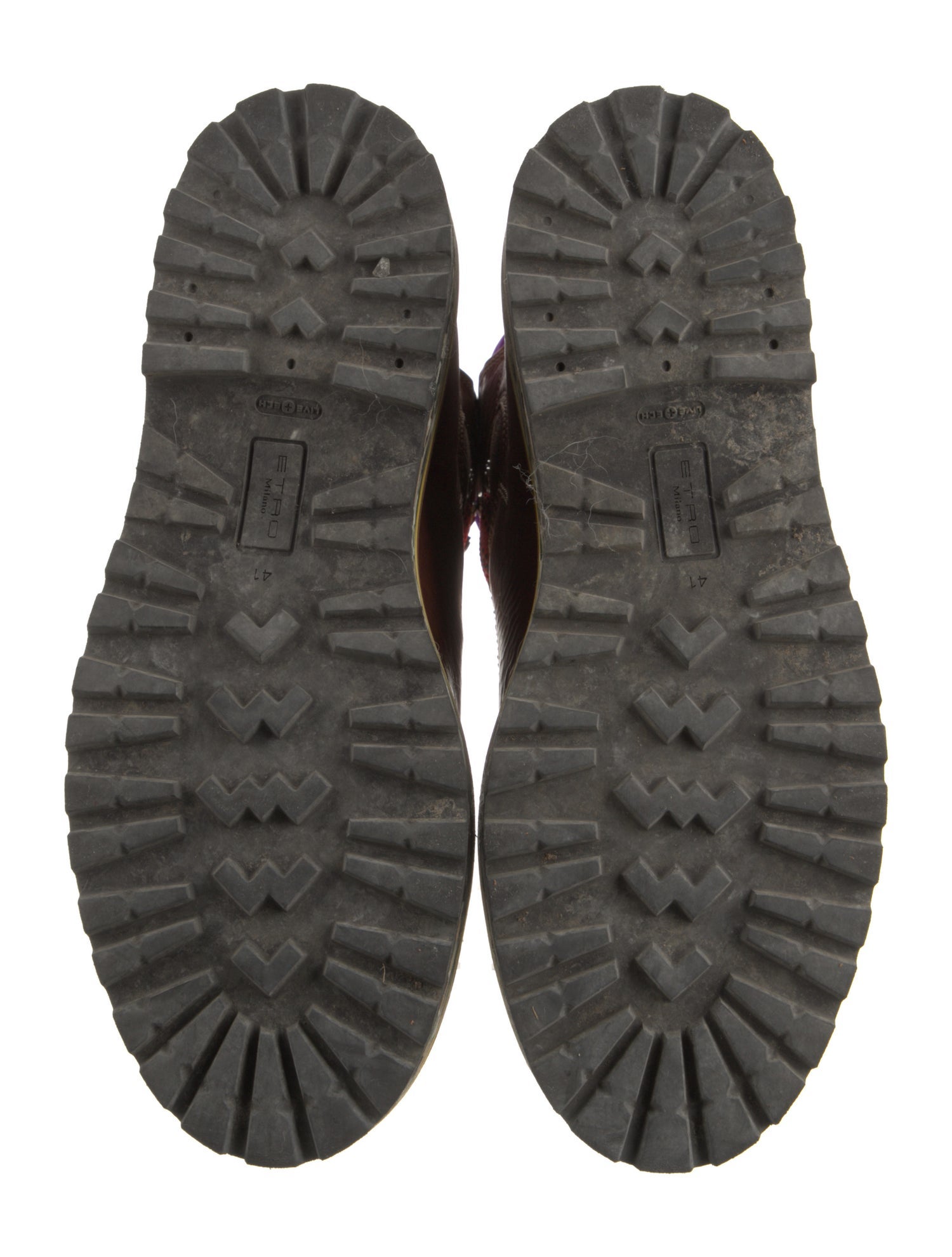 Etro Leather Colorblock Pattern Hiking Boots